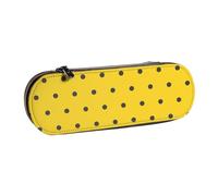 MIJKO Pois neri su sfondo giallo, Astuccio per matite Astuccio per matite in pelle PU Astuccio per penne a matita di grande capacità