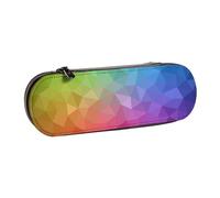 MIJKO Poligonale multicolore composta da triangoli arcobaleno, Astuccio per matite Astuccio per matite in pelle PU Astuccio per penne a matita di grande capacità
