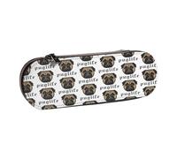 MIJKO Pug Life Thug Pug Dog Pugsta' Pup Perfetto, Astuccio per matite Astuccio per matite in pelle PU Astuccio per penne a matita di grande capacità