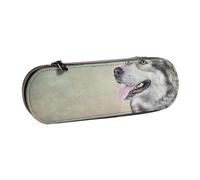 MIJKO Ritratto del cane Alaskan Malamute di disegno, Astuccio per matite Astuccio per matite in pelle PU Astuccio per penne a matita di grande capacità