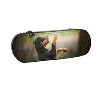 MIJKO Rottweiler Foresta Animali Cuccioli Cani Bokeh, Astuccio per matite Astuccio per matite in pelle PU Astuccio per penne a matita di grande capacità