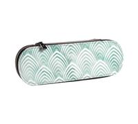MIJKO Scaglie di marmo con geometria bianca menta acqua, Astuccio per matite Astuccio per matite in pelle PU Astuccio per penne a matita di grande capacità