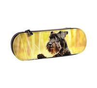 MIJKO Schnauzer nano della foresta Animali domestici Cani neri, Astuccio per matite Astuccio per matite in pelle PU Astuccio per penne a matita di grande capacità