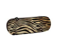 MIJKO Seppia della pelle animale della zebra dell'oro nero africano, Astuccio per matite Astuccio per matite in pelle PU Astuccio per penne a matita di grande capacità