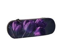 MIJKO Sfondo Di Fiori Viola, Astuccio per matite Astuccio per matite in pelle PU Astuccio per penne a matita di grande capacità