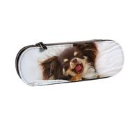 MIJKO Simpatico animale cane Chihuahua, Astuccio per matite Astuccio per matite in pelle PU Astuccio per penne a matita di grande capacità