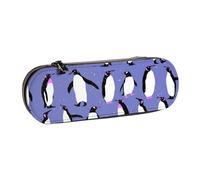 MIJKO Simpatico pinguino viola, Astuccio per matite Astuccio per matite in pelle PU Astuccio per penne a matita di grande capacità
