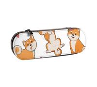 MIJKO Simpatico Shiba Inu e modello di cane divertente, Astuccio per matite Astuccio per matite in pelle PU Astuccio per penne a matita di grande capacità