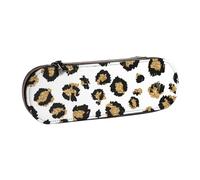 MIJKO Stampa animalier leopardo nero glitter oro, Astuccio per matite Astuccio per matite in pelle PU Astuccio per penne a matita di grande capacità