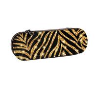 MIJKO Stampa animalier zebrata dorata, Astuccio per matite Astuccio per matite in pelle PU Astuccio per penne a matita di grande capacità