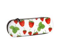 MIJKO Stampa bianca di frutta delle piante di fragola, Astuccio per matite Astuccio per matite in pelle PU Astuccio per penne a matita di grande capacità