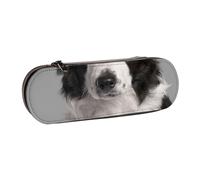 MIJKO Stampa del cane Border Collie, Astuccio per matite Astuccio per matite in pelle PU Astuccio per penne a matita di grande capacità
