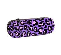 MIJKO Stampa di animali leopardo rosa viola neon, Astuccio per matite Astuccio per matite in pelle PU Astuccio per penne a matita di grande capacità