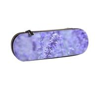 MIJKO Stampa di fiori colorati lavanda viola, Astuccio per matite Astuccio per matite in pelle PU Astuccio per penne a matita di grande capacità