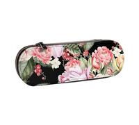 MIJKO Stampa di fiori di peonia rosa, Astuccio per matite Astuccio per matite in pelle PU Astuccio per penne a matita di grande capacità