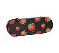 MIJKO Stampa fragola rosa fragola, Astuccio per matite Astuccio per matite in pelle PU Astuccio per penne a matita di grande capacità