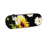 MIJKO Stampa Girasoli Camomilla, Astuccio per matite Astuccio per matite in pelle PU Astuccio per penne a matita di grande capacità