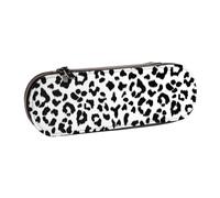 MIJKO Stampa leopardata in bianco e nero con monogramma, Astuccio per matite Astuccio per matite in pelle PU Astuccio per penne a matita di grande capacità