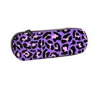 MIJKO Stampa leopardata viola, Astuccio per matite Astuccio per matite in pelle PU Astuccio per penne a matita di grande capacità