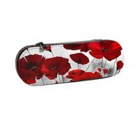 MIJKO Stampe di fiori di papavero rosso, Astuccio per matite Astuccio per matite in pelle PU Astuccio per penne a matita di grande capacità
