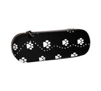 MIJKO Stile stampa zampa di cane nero, Astuccio per matite Astuccio per matite in pelle PU Astuccio per penne a matita di grande capacità