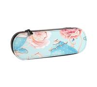 MIJKO Tazze da teiera vintage con rose e fiori, Astuccio per matite Astuccio per matite in pelle PU Astuccio per penne a matita di grande capacità