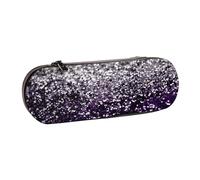 MIJKO Viola Nero Argento Glitter, Astuccio per matite Astuccio per matite in pelle PU Astuccio per penne a matita di grande capacità