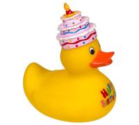 MIJOMA Anatra da bagno che squittisce - Carina galleggiante per bambini e adulti - Materiale durevole di qualità superiore - Circa 10 cm (compleanno)