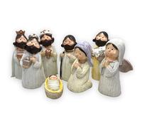 MIJOMA Bellissime figure per presepe di Natale - Figure in pietra artificiale dipinte a mano - Perfetta decorazione natalizia in vari set e stili disponibili (8 pezzi - 12 cm di altezza)