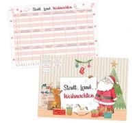 MIJOMA Blocco gioco città paese natale - 20 fogli A4 - gioco di Natale per bambini e adulti - gioco di festa in famiglia - regalo creativo - blocco da gioco invernale di carta