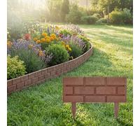 MIJOMA Bordo per aiuole, 170 cm, set da 4 pezzi, effetto pietra, marrone con picchetti, per aiuole, sentieri e prati