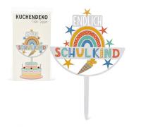 MIJOMA Cake Topper per l'inizio della scuola, set da 4 pezzi, decorazione per torte e torte, in plastica, arcobaleno colorato, circa 16 cm