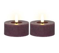 MIJOMA Candela a LED in vera cera con fiamma realistica, timer e funzionamento a batteria, candela LED per interni con luce bianca calda, effetto naturale (colore viola scuro, diametro 7 cm x 6 cm)