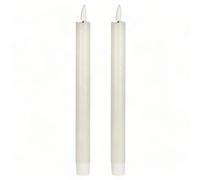 MIJOMA Candela a LED in vera cera con fiamma realistica, timer e funzionamento a batteria, candela LED per interni con luce bianca calda, aspetto naturale (crema, superficie liscia, diametro 2 cm x 24