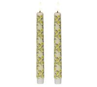 MIJOMA Candela a LED in vera cera con fiamma realistica, timer e funzionamento a batteria, per interni con luce bianca calda, effetto naturale (giallo, fiori di prato, diametro 2 cm x 24 cm)