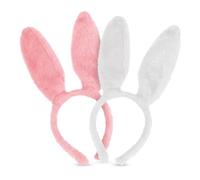 MIJOMA Cerchietto per capelli in peluche da donna, set da 2 pezzi, rosa e bianco, morbido fascia per capelli per trucco, skincare spa, routine per la cura del viso, accessorio per capelli, taglia