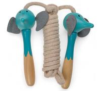 MIJOMA Corda per saltare in legno per bambini, per saltare la corda con motivi animali, lunghezza 235 cm, manici ergonomici, giocattolo educativo per interni ed esterni (elefante)