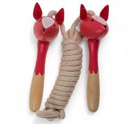 MIJOMA Corda per saltare in legno per bambini - Saltare la corda con motivi animali - Lunghezza 235 cm - Manici ergonomici - Giocattolo educativo per interni ed esterni (volpe)