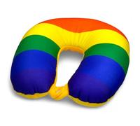 MIJOMA Cuscino da viaggio Pride con micropellet, 28 x 28 cm, morbido, confortevole, multifunzionale, per viaggi in auto, autobus, treno, aereo, design arcobaleno, chiusura a bottone (giallo)