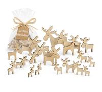 MIJOMA Decorazione natalizia con renne in legno, set da 22 pezzi, piccole figure decorative da appoggiare, appendere e decorare per tavolo, finestra e albero di Natale