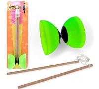 MIJOMA Diabolo Set giocoleria - 2 bastoncini di legno & diabolo in plastica morbida - gioco compatto per bambini e adulti - perfetto per coordinazione e abilità (verde)