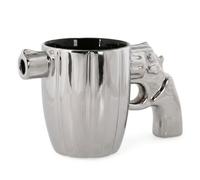 MIJOMA Elegante tazza da caffè con esclusivo manico a pistola - Elegante tazza in robusta gres per un piacere speciale del caffè ca. 18 x 10 cm (argento), MIJ-342808