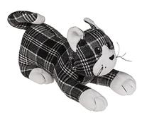 MIJOMA Fermaporta in tessuto felpato, riempito da 1 kg, design divertente e accattivante, per una decorazione elegante (gatto, nero a quadretti bianchi)