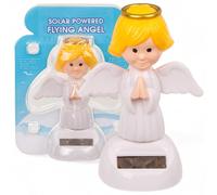 MIJOMA Figura oscillante a energia solare - Figura mobile con cella solare, plastica, alta 10 cm, nessuna batteria necessaria, per davanzali, auto e luoghi soleggiati (angelo bianco)