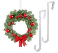 MIJOMA Gancio per ghirlanda, in plastica, resistente alle intemperie e regolabile, 32-52 cm, ganci per porta, ganci per finestra e ganci decorativi (set da 2 pezzi, colore bianco-trasparente)