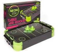 MIJOMA Glow in The Dark - Set di hockey da tavolo con effetto neon, 49,5 x 31 x 8,7 cm, funzionamento a batteria, con cursore e pucks per divertimento ricco di azione