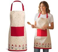 MIJOMA Grembiule di Natale 60x84 cm - Grembiule da cucina in cotone con motivo elfo - Grembiule con tasca - Decorazione natalizia per la cucina - Cucinare e cuocere a forno nel design di Natale