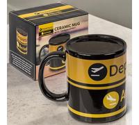 MIJOMA Incantevole tazza da caffè aeroporto, gres sensibile al calore, capacità 300 ml, design magico con dipartimenti e arrivals