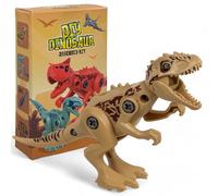 MIJOMA Kit di dinosauri fai da te: costruisci il tuo mini dinosauro, 5 modelli - Carnotaurus, T-Rex e altro ancora, personaggi in plastica mobile, gioco e divertimento per i bambini (Tyrannosaurus Rex