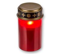 MIJOMA Lumini funerali a LED per esterni - funzionamento a batteria, effetto tremolante realistico, durata 6 mesi - candela funeraria (1 pezzo, rosso)